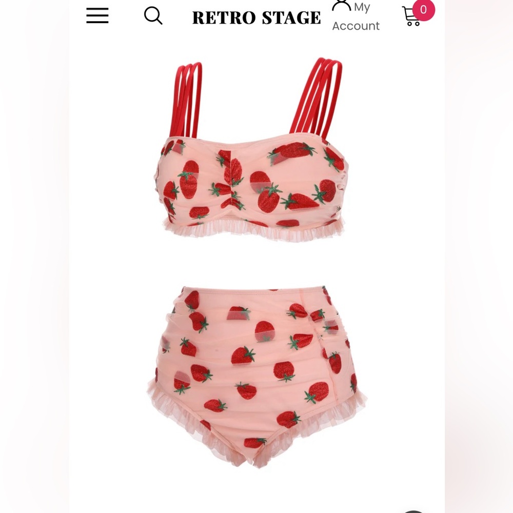 Retro Stage Strawberry Tankini